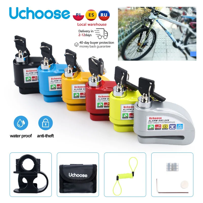 

Motorcycle Scooter Wheel Disc Brake Alarm Lock Aluminum Alloy Security Anti-theft Reminder Rope LockBag Spare Packages