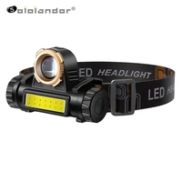 zoomable built in battery camping powerful led headlamp cob usb rechargeable headlight stepless dimming torch head lamp lantern