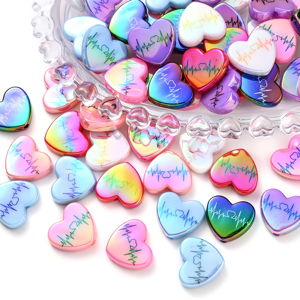 10 шт. акриловые бусины в форме сердца 18 х21 мм