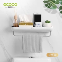 ecoco bathroom shelves organizer wall mount home towel shelf shampoo rack with towel bar storage rack bathroom accessories
