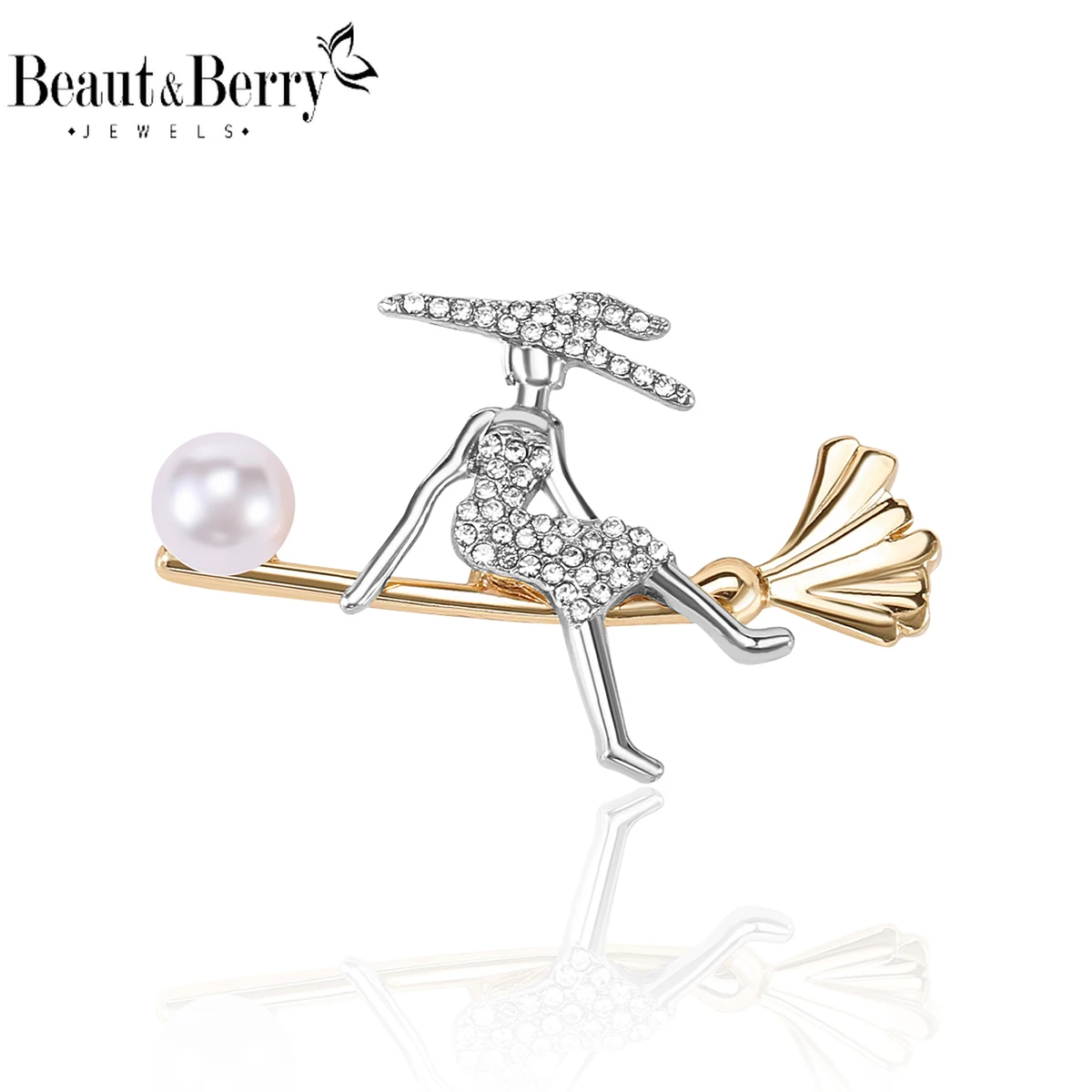 Фото Beaut & Berry модные броши со стразами на метле для женщин, булавки для фигурок, подарок на вечеринку для друзей, банкет, ювелирные аксессуары №1