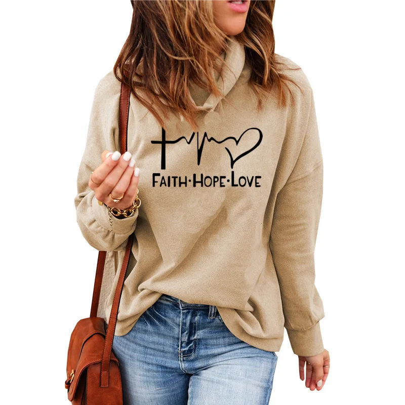 Streetwear Hoodies Kawaii Women Sweatshirt Autumn Long Sleeve Hoodies Harajuku Hoodie Faith Hope Love Print