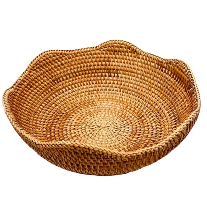 

Rattan Storage Basket Household Fruit Plate Living Room Sundries Basket Creative Desktop Coffee Table Storage Box