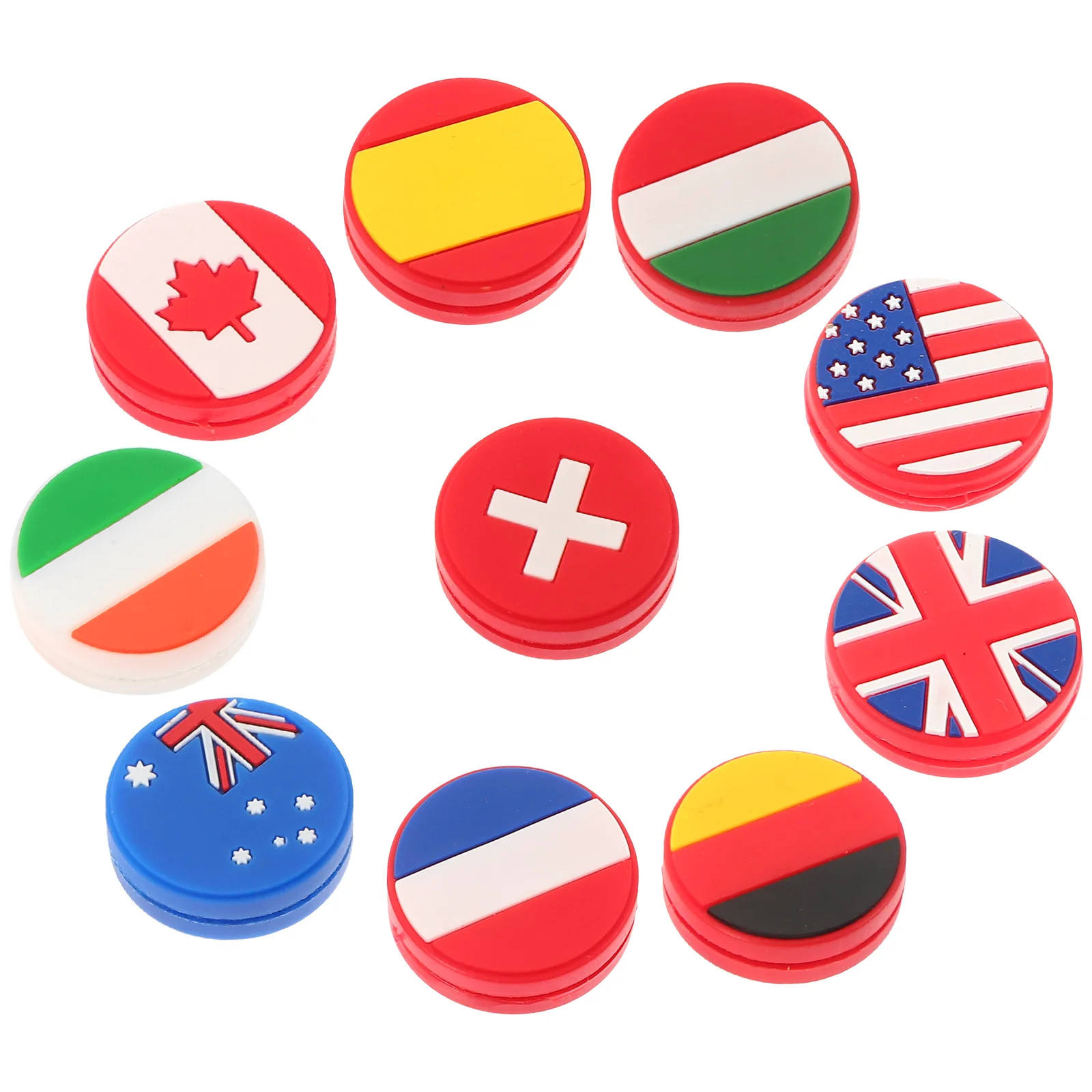 

10 PCS Silicone Tennis Racket Vibration Dampeners Round Shape National Flag Pattern Tennis Racquet Absorbers Tennis Racket