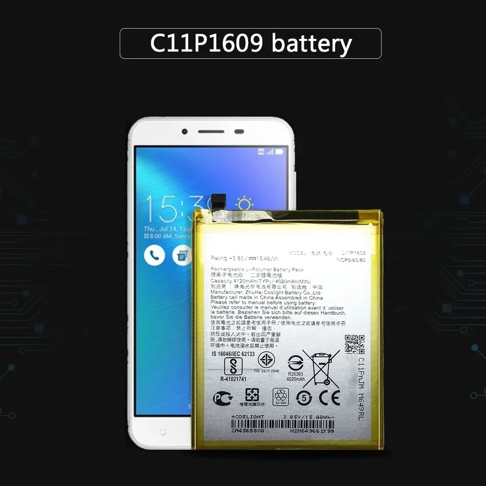 Аккумулятор C11P1609 для ASUS 3 Zenfone 5 дюйма ZC553KL X00DDA 4 Max 2 ZC520KL X00HD 4120 мАч