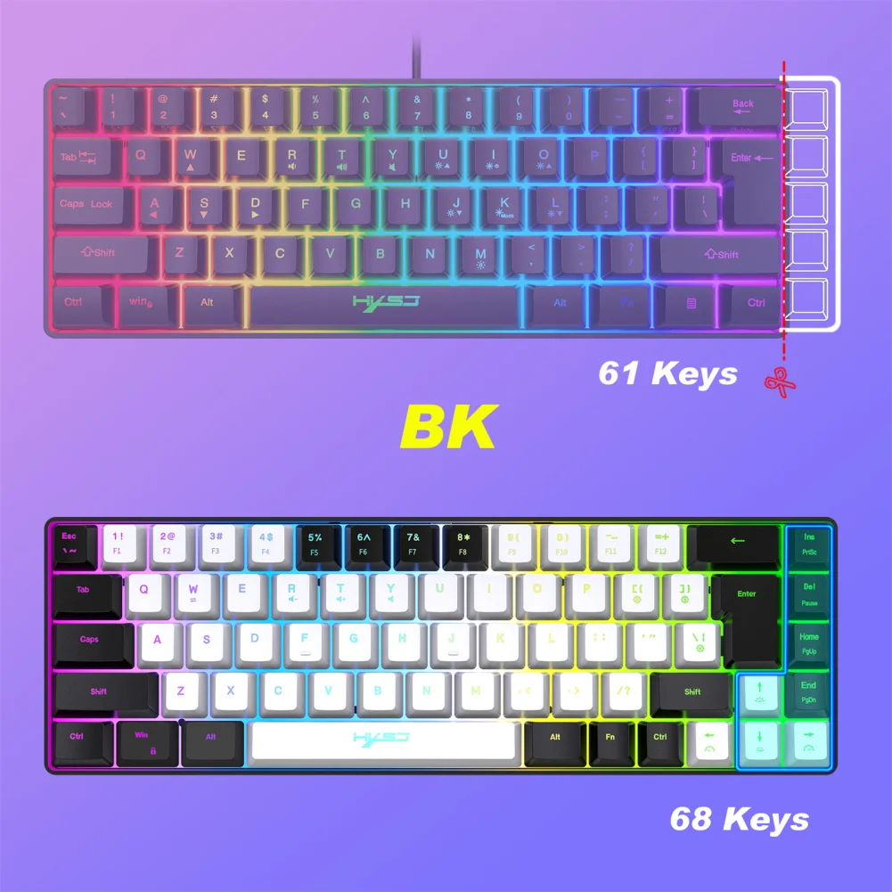 Клавиатура игровая Механическая Проводная с RGB-подсветкой и 68 клавишами