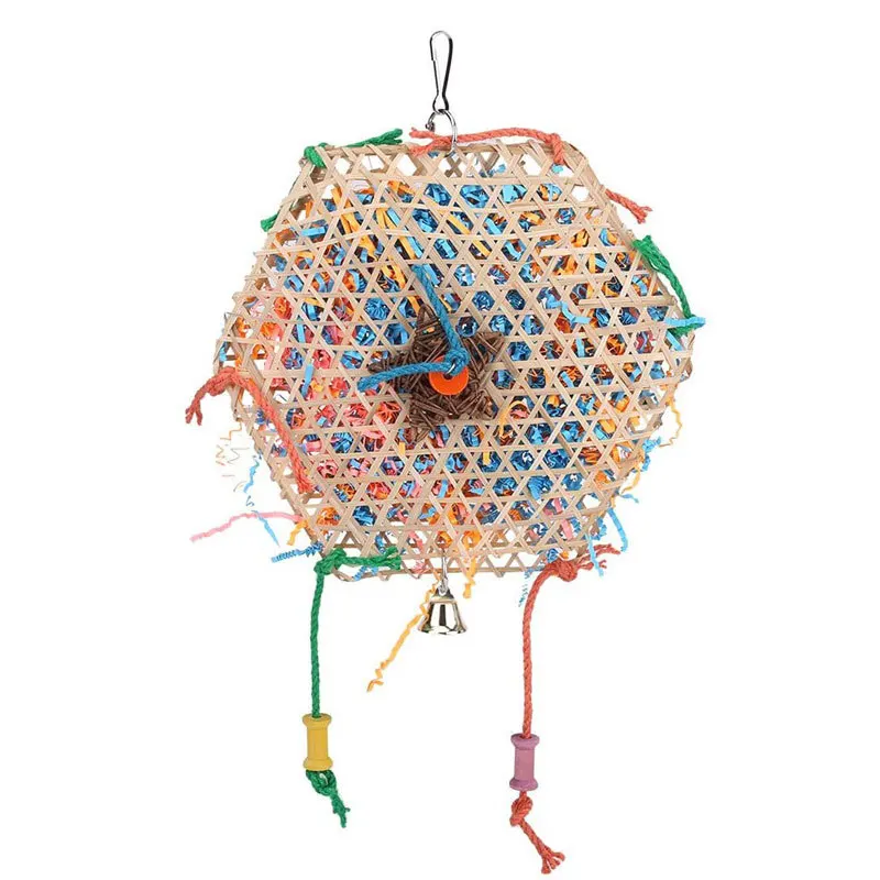 Красочная бамбуковая бумажная полоска игрушка для птиц с пятиконечной звездой и