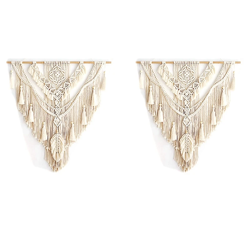 

2X Nordic Bohemian Macrame Wall Hanging Tapestry Hand-Wovening Tassel Home Wall Decor Large Tapestry