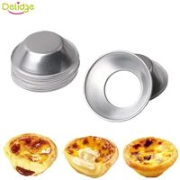 10pcs egg tart mold muffin mould round cupcake baking cup food grade aluminum nonstick cake tray kitchen tool
