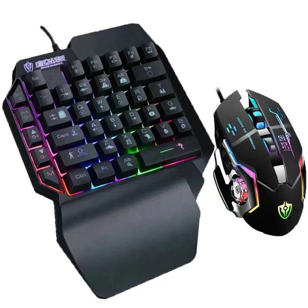 

Single Handed Gaming Membrane Mini Keyboard 39 Keys One Hand RGB Backlit Ergonomic Game Keyboard For PC Laptop Mobilephone Gamer