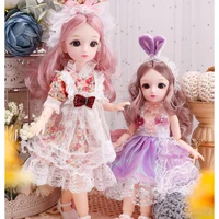 3d real eyes 30cm cute doll princess dress up 23 joints 6 points bjd dress up doll fashion clothes skirt children diy toy gift