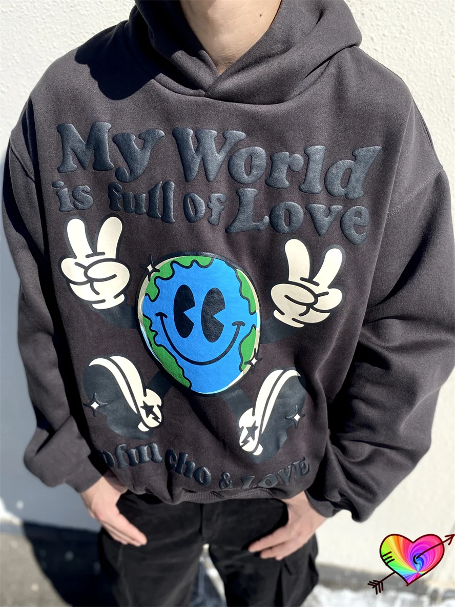 

Темно-серая толстовка CPFM,XYZ World Love, мужские и женские толстовки с 3D принтом кактуса, растений, блошиного рынка, флисовые пуловеры Kanye West