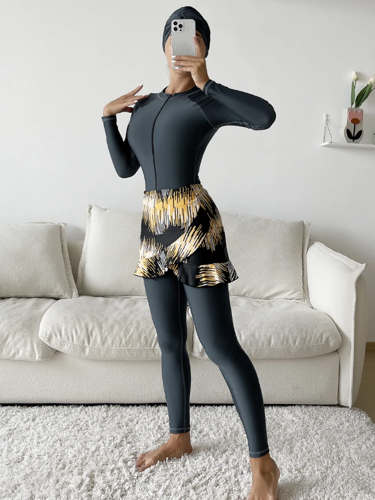 

Новинка, женские костюмы для женщин, исламские консервативные группы накидок с длинным рукавом, хиджабы, сдержанный купальник, женские Burkini