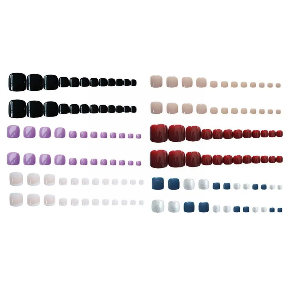 

Women 24pcs 3DFake Nail Extension Nail Accessories Nail Stickers Toe nails Nail Art Long Lasting Artificial Nails For Legs K9F1