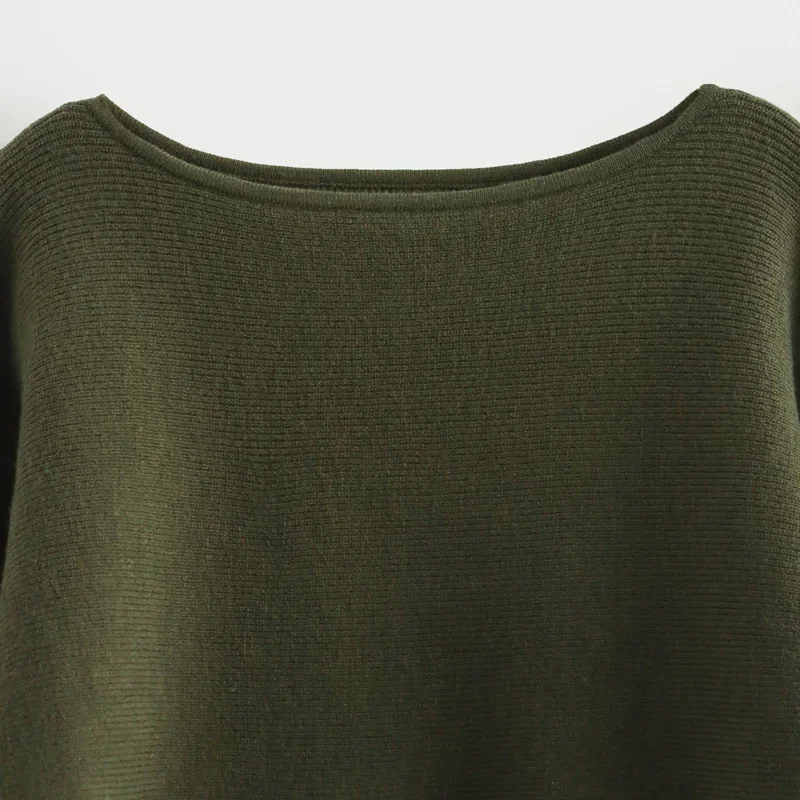 Свободный плащ TRAF пуловер женский свитер осенние новинки зеленый с круглым