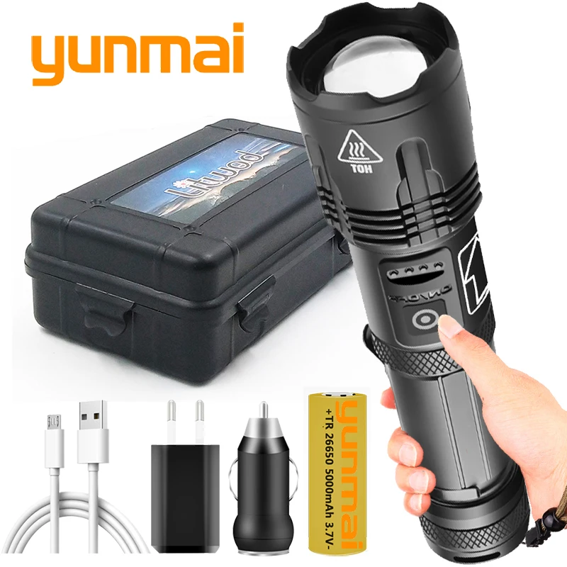 XHP180 Led Flashlight Zoomable 9-core Torch Usb Rechargeable 18650 or 26650 Battery Power Bank Function Lantern 2,000,000LM