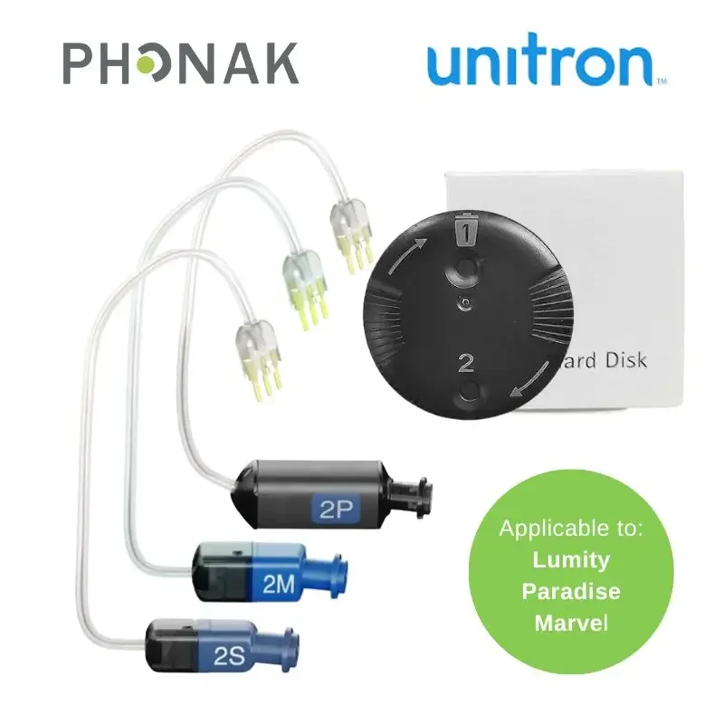 Фото Комплект для замены слухового аппарата Phonak Unitron RIC: 1 шт. приемник Phonak SDS 4.0 + 1 упаковка восковых фильтров CeruGuard №2