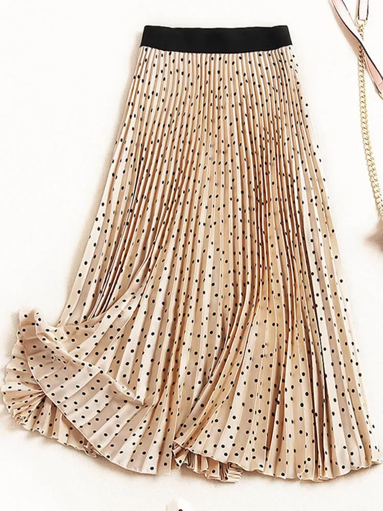 

Pleated Skirts Women Spring Autumn Skirt High Waist Print Midi Skirts Womens Velvet Skirt Maxi Long Skirts Femme Faldas Mujer