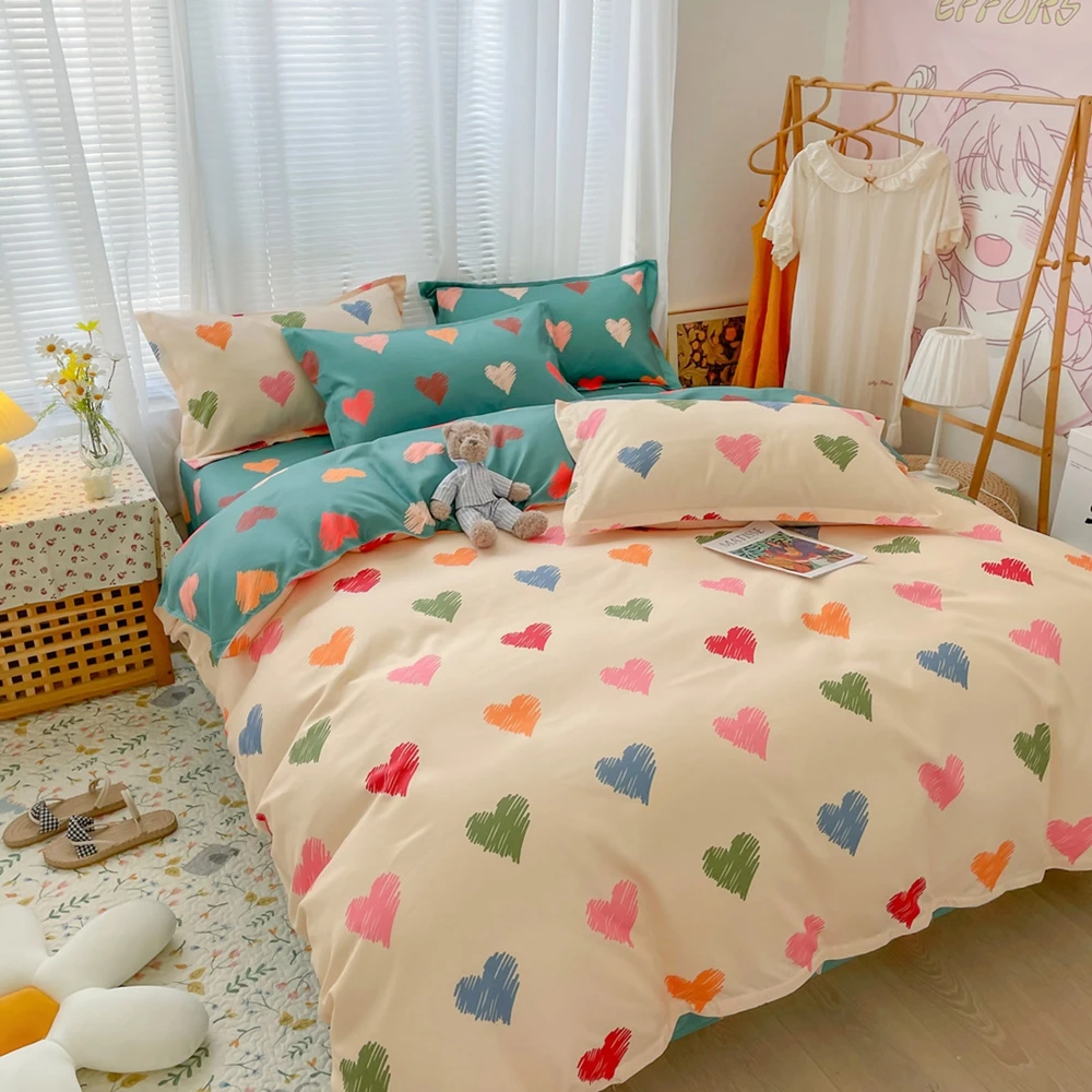 

Simple Fashion Duvet Cover Flat Sheet Pillowcases Geometric Stripes Bed Linen Twin Full Queen Size Kids Home 3/4pcs Bedding Set