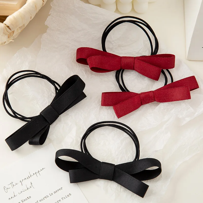 

1 Pair Elastic Hair Band With Bow Hair Accessories For Toddler Girls Hair Ties Ponytails Hair Wear Children Hair Styling Tools