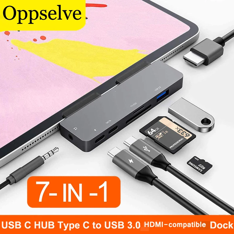 

USB-концентратор с Type C на Multi USB 3,0, HDMI-совместимая док-станция для MacBook Pro, Huawei 40, 30, USBC 3,1, OTG адаптер, разветвитель, USB-концентратор