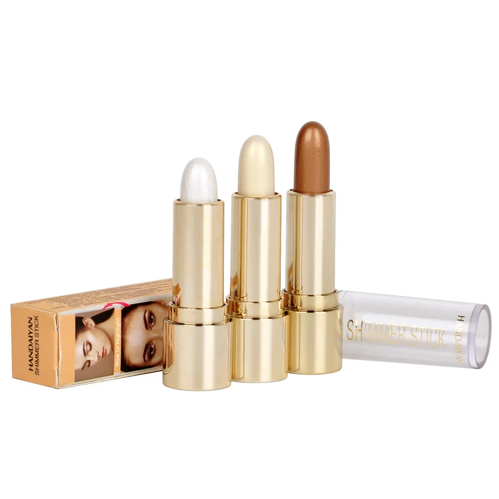

3 Colors 3D Face Brighten Highlighter Bar Cosmetic Face Contour Bronzer Shimmer Highlighter Stick Concealer Cream Makeup tool