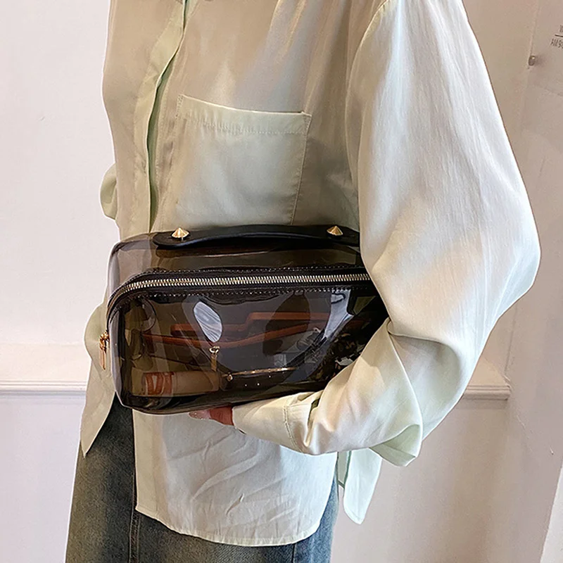 

2023 Transparent Makeup Bag Fashion Travel Women's Cosmetic Bag Beauty Case Large Capacity Portable Handbags Toiletry Kit Ladies