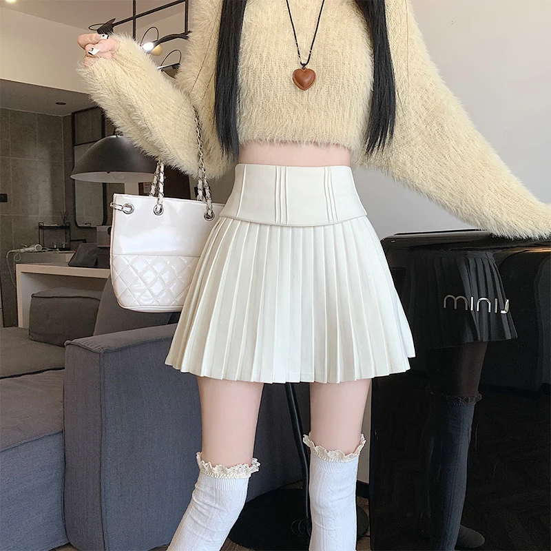 Женская винтажная плиссированная юбка повседневная шерстяная с высокой талией в