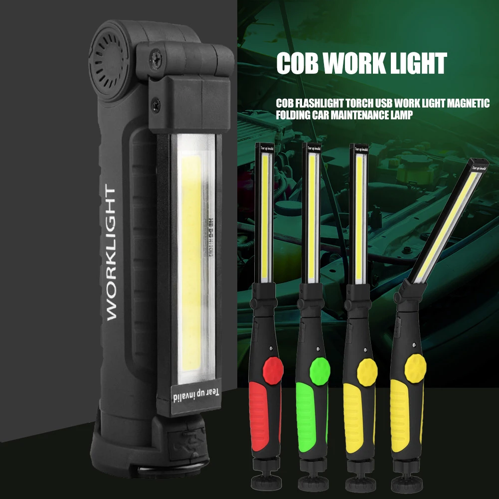 

COB LED Flashlight Torch Waterproof Portable Inspection Work Lights for Car Repair Workshop Emergency Lighting Camping Tent Lamp
