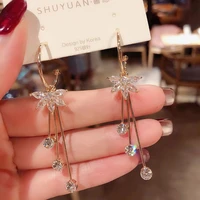 925 silver needle post fashion inlaid rhinestone ice flower delicate elegant tassel earrings womens wedding jewelry party gift
