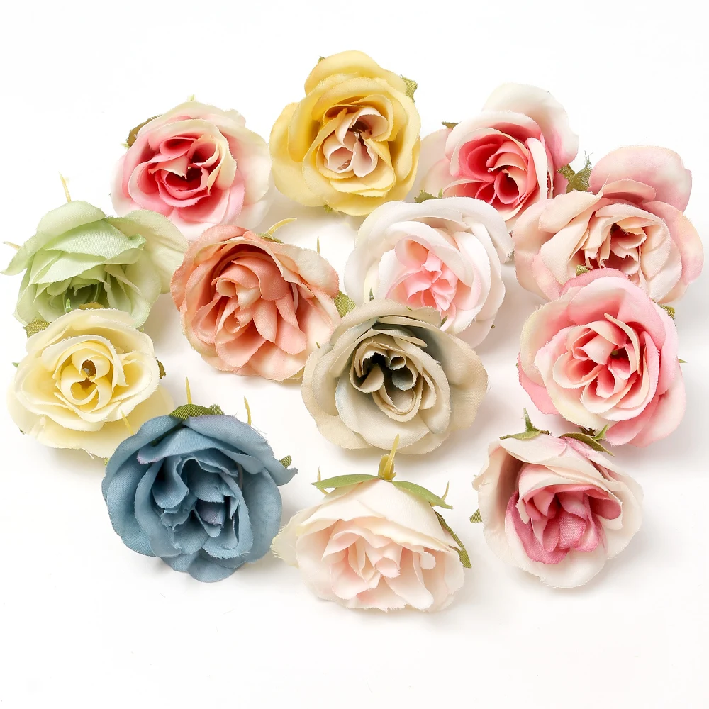 

Bulk Silk Rose Artificial Flowers Head For DIY Home Room ​Wedding Party Decoration DIY Bride Hair Wreath Accessories Fake Flower