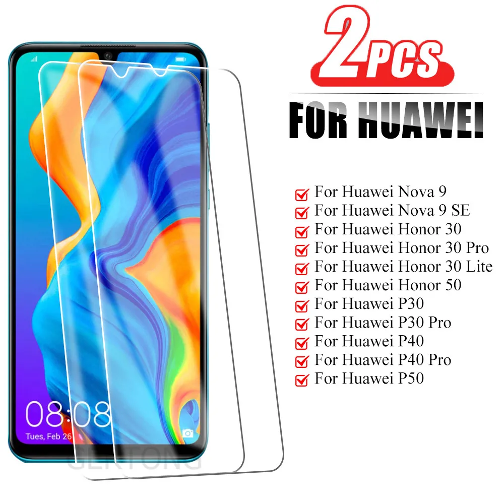Защитное стекло 2 шт. для Huawei Nova 9 Se P40 P30 Lite Honor 50 30 Pro Safety Front Film