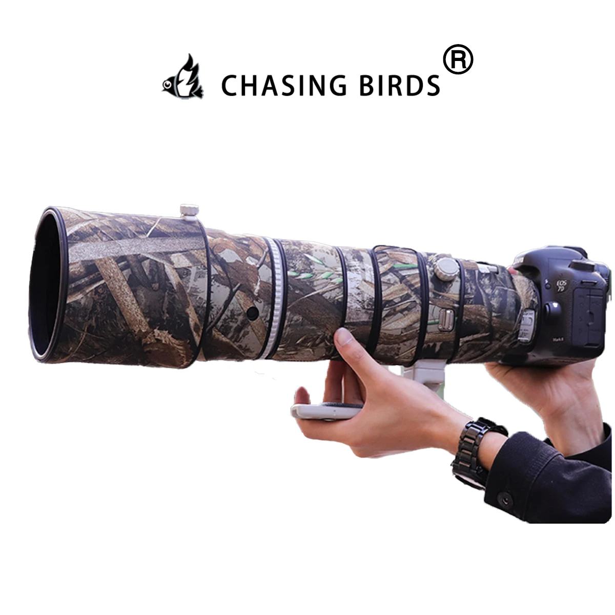 Фото Камуфляжное пальто для линз CHASING BIRDS для CANON EF 200-400 мм F4 L IS USM EXTENDER, водонепроницаемая и непромокаемая защитная крышка для линз №1