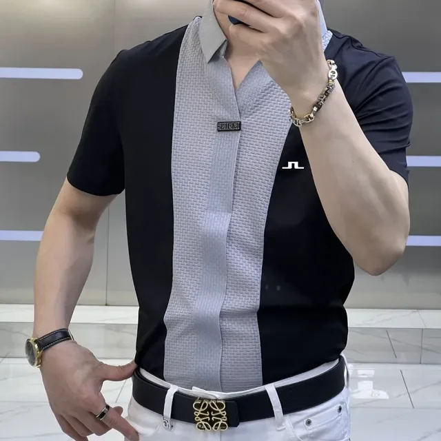 

Men Golf Shirt 2023 New Summer Hollow Short-sleeved Polo Shirt Ice Silk Breathable Casual Business Fashion T-Shirt GOLF Clothes