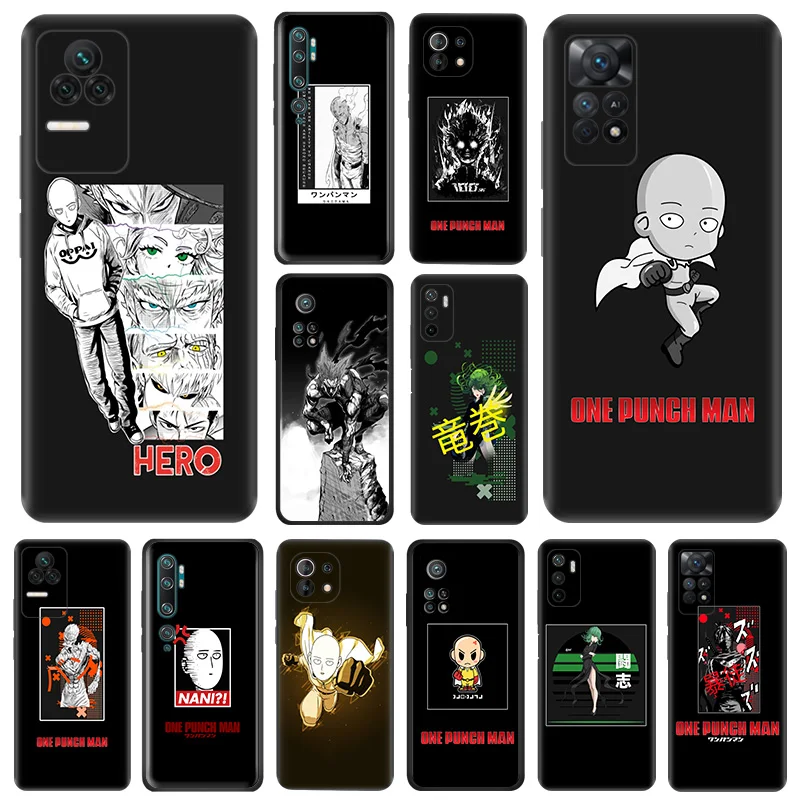 Мягкие чехлы для телефонов Xiaomi 13 Lite12T 12S Ultra 12X 12 A2 Genos One Punch Man Redmi 12C K50 K60 Pro CC9E, черный матовый чехол