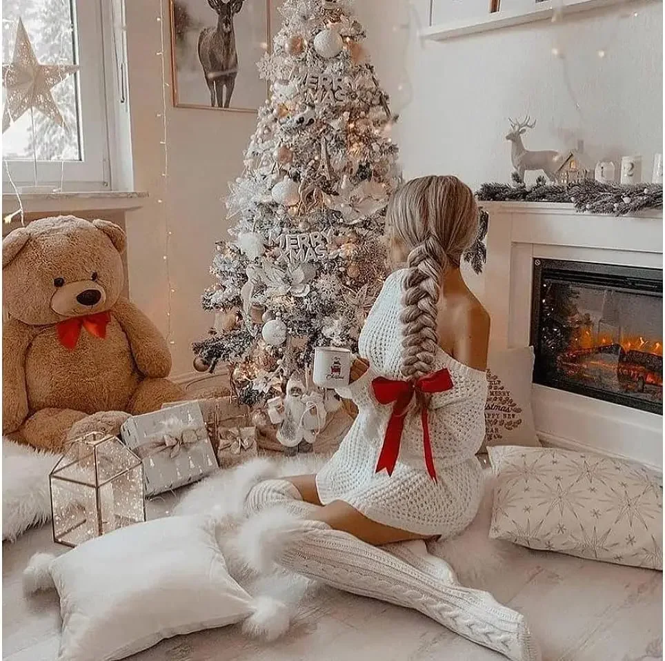 Теплые чулки выше колена вязаные высокие носки до бедра удлиненные зимние