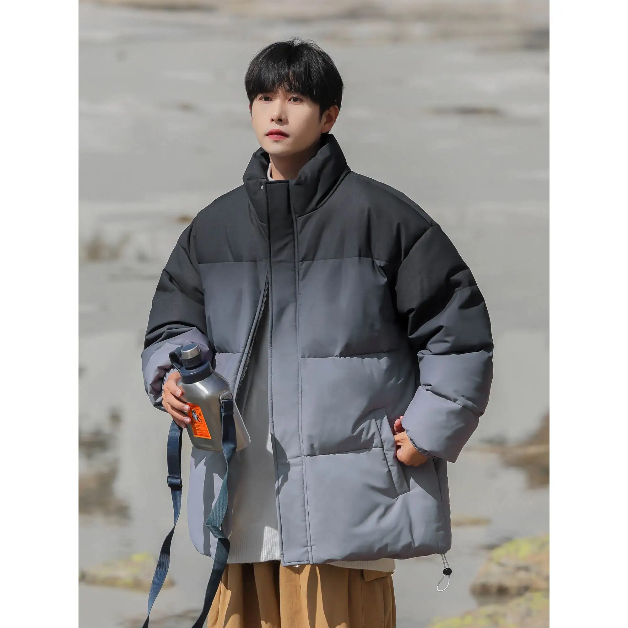 Hongxing Erke Gradient Гусиный пуховик с воротником-стойкой Куртка на хлопковой подкладке