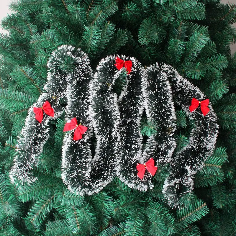 2M Christmas Eve Decoration Bar Tops Ribbon Garland Tree Kitchen Ornaments Prop-Red