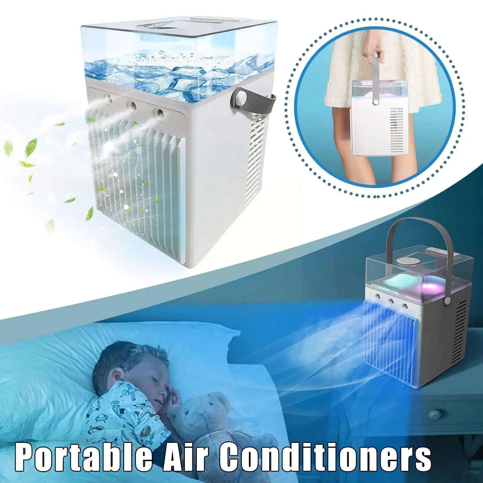 

Portable Mini Desktop Air Conditioner Cool Cooling Bedroom Artic Cooler USB Fan Desktop Cooling Fan Mini Portable Fan For H J9U3