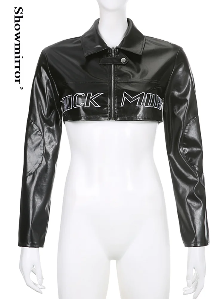 Короткая куртка из искусственной кожи Showmirror в стиле панк Укороченное пальто на