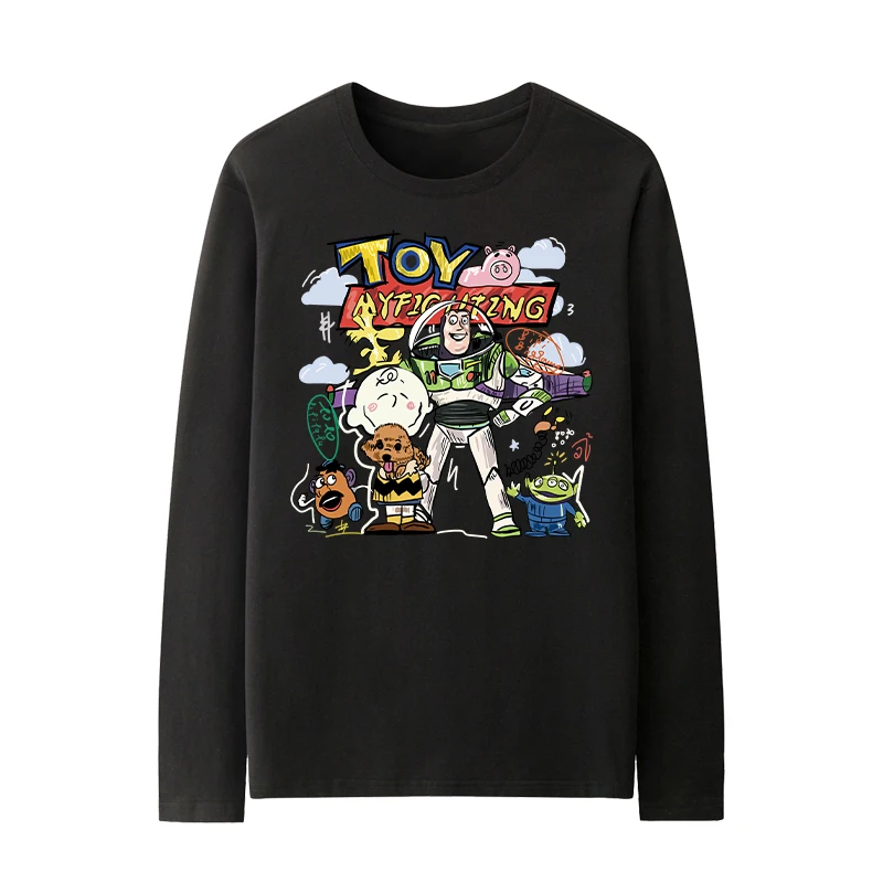 Мужская хлопковая футболка с длинным рукавом и принтом История игрушек