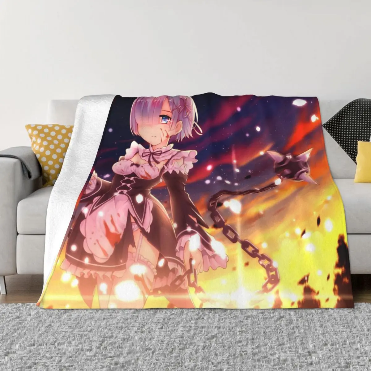 

Re:Zero Anime Sexy REM Blanket Sofa Cover Flannel All Season Cartoon Super Soft Throw Blankets for Bed Outdoor Bedspread