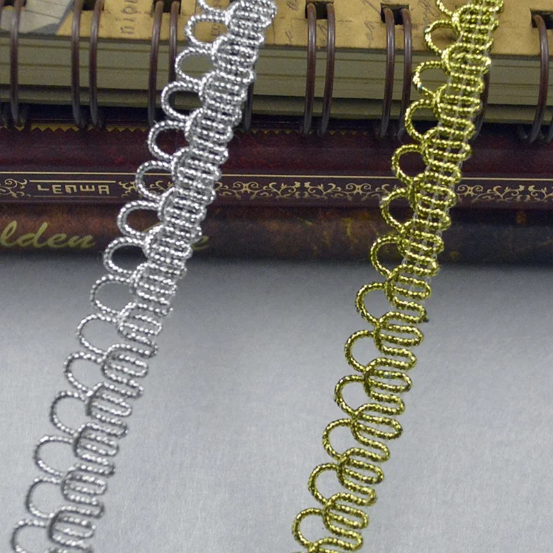 

1M Silver Gold Lace Fabric Guipure 1.2cm Ribbon Sofa Hold Pillow Laces Curtain Trims Christmas Sewing Trim For Dresses Craft P08