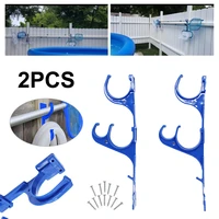 2pcs pool accessories hanging hookplastic storage hooks for telescoping poles leaf rakes vacuum hose brushes skimmers nets blue
