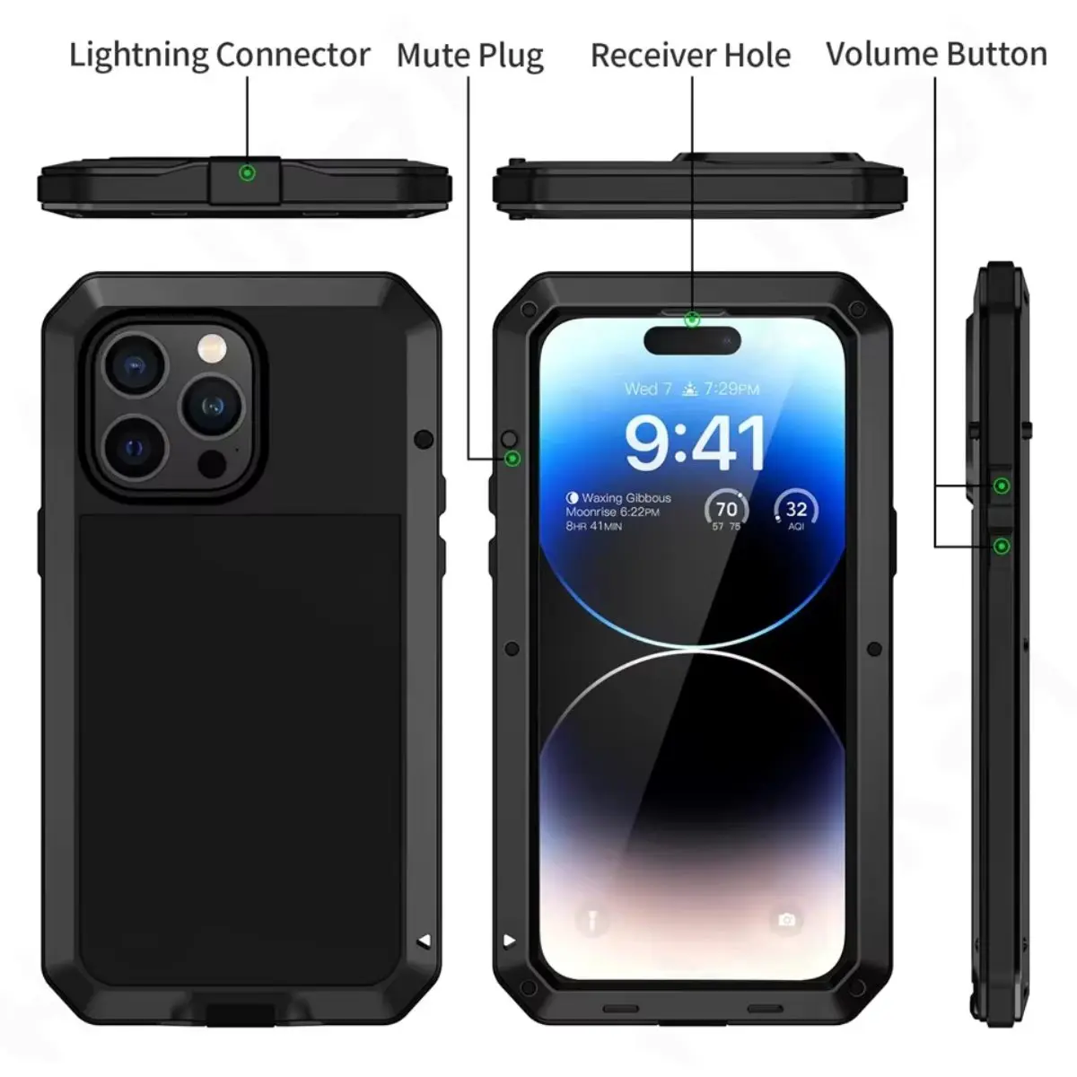 Прочный защитный чехол Armor для iPhone 16 15 13 12 11 Pro Max XS XR 8 7 14 Plus SE металлический