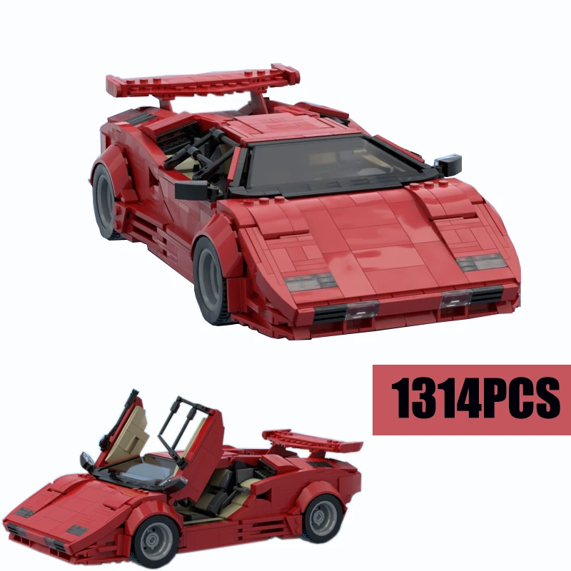 

2021 New Countach LP5000 Aad LC5000 QV Hypercar Super Racing Car Fit Highh MOC-57851 Model Building Blocks Toy Birthday Gifts