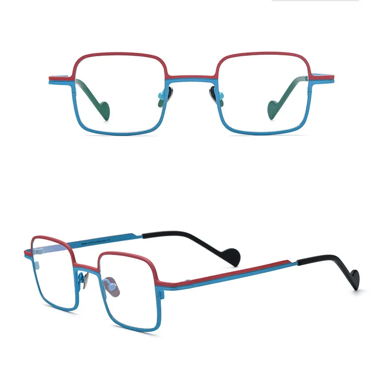 Belight Optical Titanium Combine Color Mini Square Shape Eyewear  Unique Design Spectacle Frame Women Eyeglasses 185746