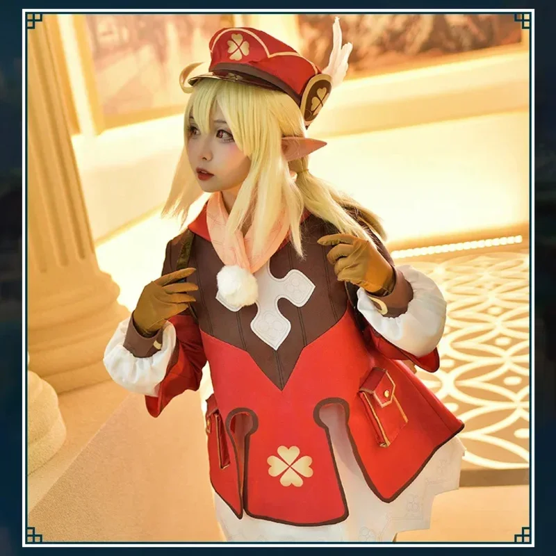 Женский костюм для косплея Genshin Impact Klee Униформа Хэллоуина парика обувь женщин и