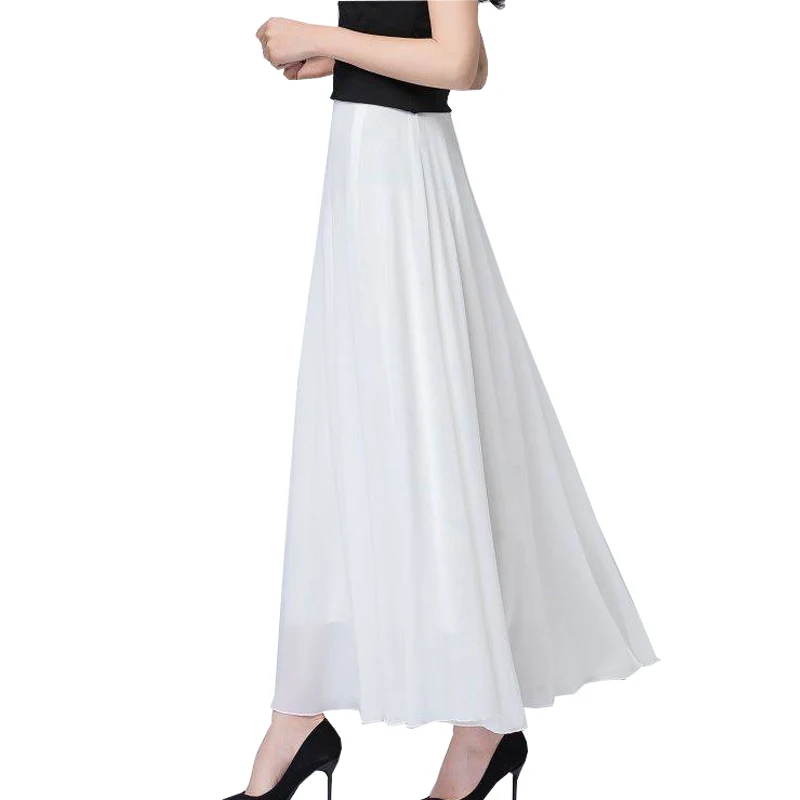 

2022 летняя Женская Макси-юбка, двухслойная Бохо с высокой талией, хорошее качество, Женская длинная шифоновая юбка, Saias, длина до пола, Женская...