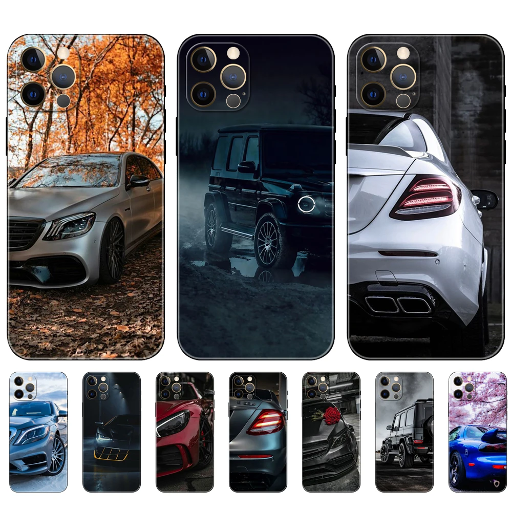 Black tpu case for iphone 5 5s se 6 6s 7 8 plus x 10 XR XS 11 12 13 mini pro MAX back cover Luxury M-Mercedes AMG Car